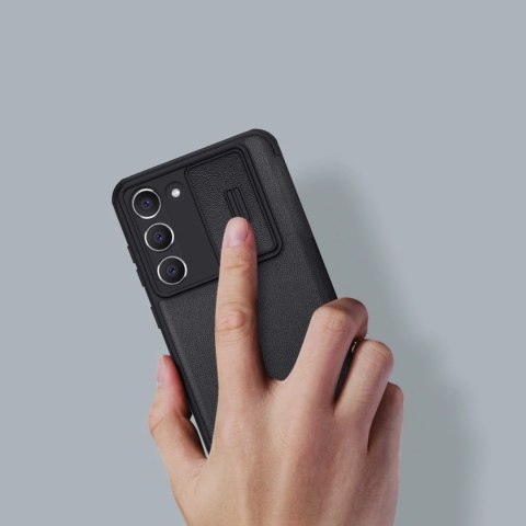 Etui Nillkin Qin Cloth Pro Case etui do Samsung Galaxy S23+ pokrowiec z klapką osłona na aparat niebieskie