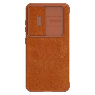 Etui Nillkin Qin Leather Pro Case etui do Samsung Galaxy S23+ pokrowiec z klapką osłona na aparat brązowe
