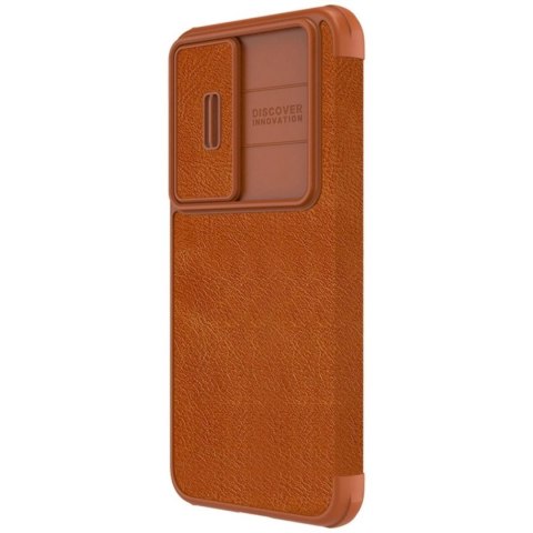 Etui Nillkin Qin Leather Pro Case etui do Samsung Galaxy S23+ pokrowiec z klapką osłona na aparat brązowe