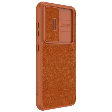 Etui Nillkin Qin Leather Pro Case etui do Samsung Galaxy S23+ pokrowiec z klapką osłona na aparat brązowe