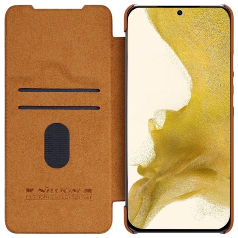 Etui Nillkin Qin Leather Pro Case etui do Samsung Galaxy S23+ pokrowiec z klapką osłona na aparat brązowe