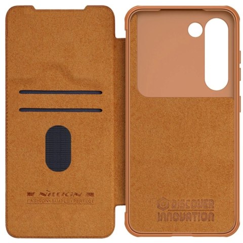 Etui Nillkin Qin Leather Pro Case etui do Samsung Galaxy S23+ pokrowiec z klapką osłona na aparat brązowe