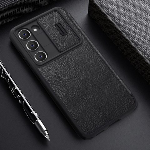 Etui Nillkin Qin Leather Pro Case etui do Samsung Galaxy S23+ pokrowiec z klapką osłona na aparat brązowe