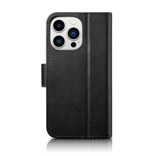 Etui na telefon iCarer Wallet Case 2in1 do iPhone 14 Pro Max skórzany pokrowiec z klapką Anti-RFID czarny