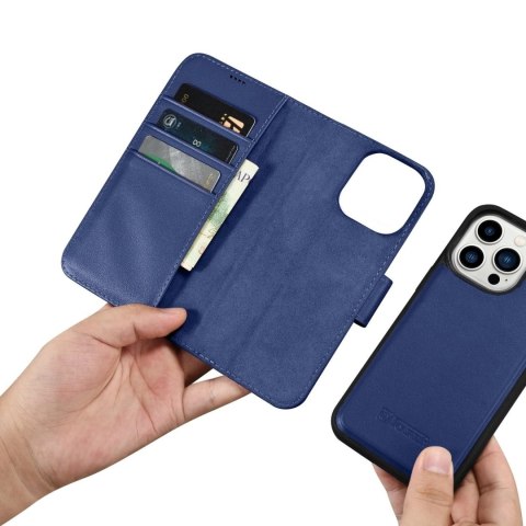 Etui na telefon iCarerWallet Case 2in1 do iPhone 14 Pro Max skórzany pokrowiec z klapką Anti-RFID