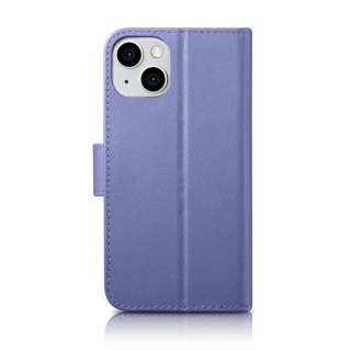 ICarer Wallet Case 2in1 etui iPhone 14 Plus skórzany pokrowiec z klapką Anti-RFID jasnofioletowy (WMI14220727-LP)