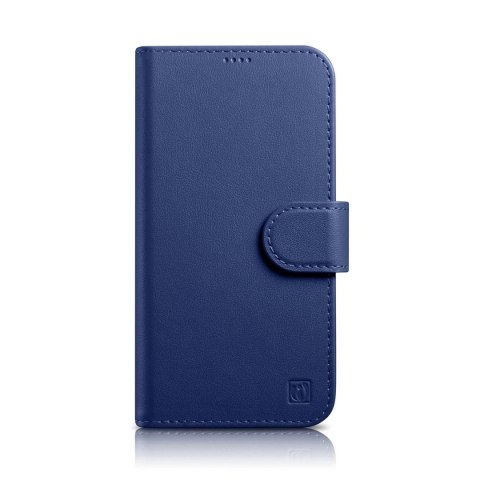 ICarer Wallet Case 2in1 etui iPhone 14 Plus skórzany pokrowiec z klapką Anti-RFID niebieski (WMI14220727-BU)