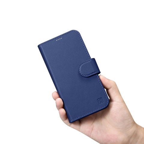 ICarer Wallet Case 2in1 etui iPhone 14 Plus skórzany pokrowiec z klapką Anti-RFID niebieski (WMI14220727-BU)