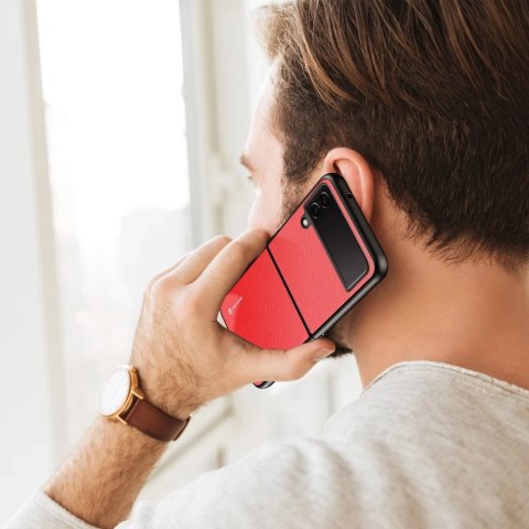Dux Ducis Fino etui pokrowiec pokryty nylonowym materiałem Samsung Galaxy Z Flip4 czerwony