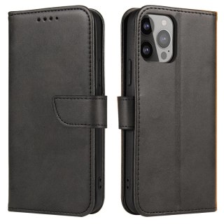 Etui na telefon Magnet Case do iPhone 14 Plus elegancki futerał etui pokrowiec z klapką i funkcją podstawki czarny