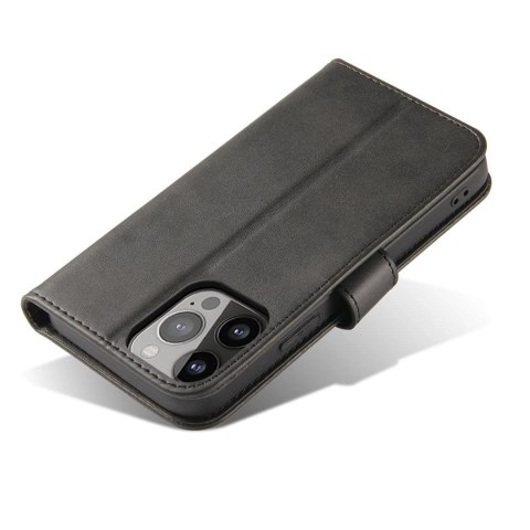 Etui na telefon Magnet Case do iPhone 14 Plus elegancki futerał etui pokrowiec z klapką i funkcją podstawki czarny