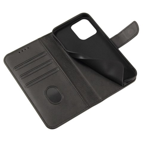 Etui na telefon Magnet Case do iPhone 14 Plus elegancki futerał etui pokrowiec z klapką i funkcją podstawki czarny