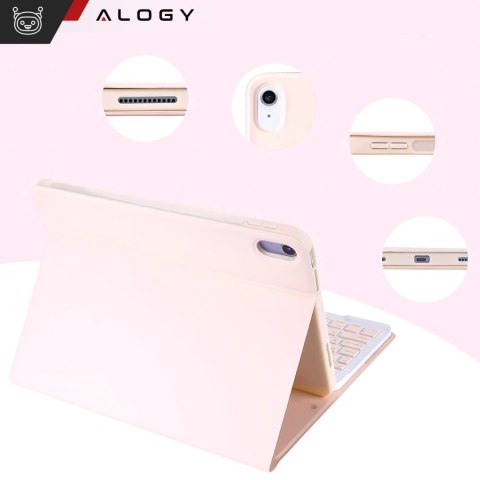 Etui ochronne z klawiatura bezprzewodowa Alogy Keyboard Case z miejscem na rysik do Apple iPad 11 2025 / iPad 10.9 2022 Różowe