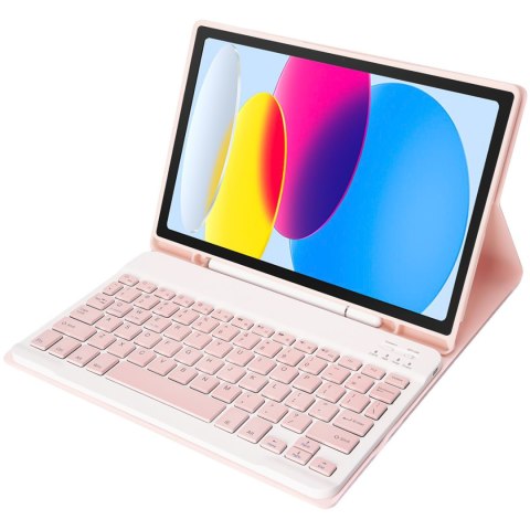 Etui ochronne z klawiatura bezprzewodowa Alogy Keyboard Case z miejscem na rysik do Apple iPad 11 2025 / iPad 10.9 2022 Różowe