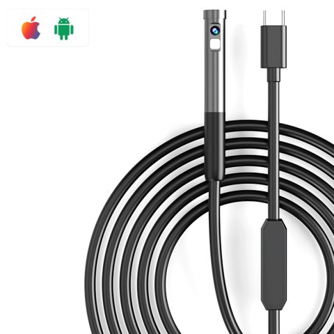 Kamera inspekcyjna endoskopowa podwójna Alogy Duo Cam 1920 Full HD Endoskop Lightning do iPhone, USB-C, micro USB 3m 8mm czarna