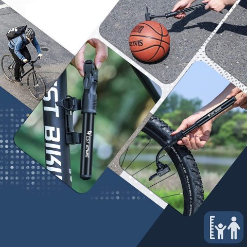 Pompka rowerowa aluminiowa Alogy Mini Bike Pump 100psi z uchwytem ręczna Czarna