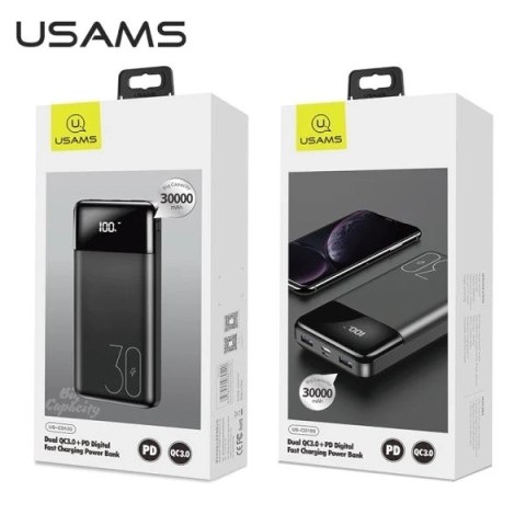 USAMS Powerbank PB38 30000mAh 18W 2xQC3.0+PD Fast Charge czarny/black 30KCD10301 (US-CD103)