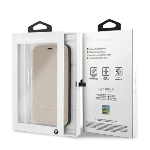 Etui ochronne na telefon BMW BMFLBKI61LLST do Apple iPhone Xr book beżowy/taupe Logo Imprint