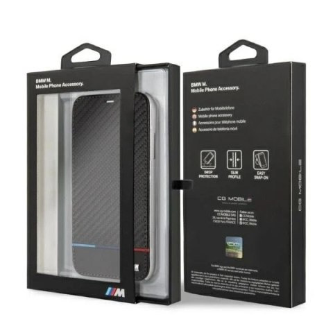 Etui ochronne na telefon BMW BMTRBKI61PUCARTCBK do Apple iPhone Xr book czarny/black Carbon Tricolor Stripe