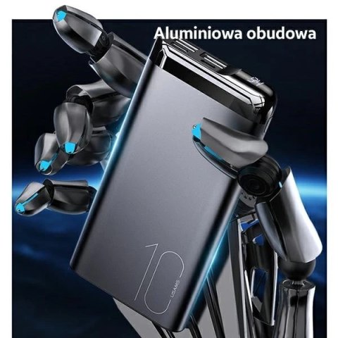 USAMS Powerbank PB55 10000mAh 2xUSB wyświetlacz LED zielony/green 10KCD14802 (US-CD148) aluminium