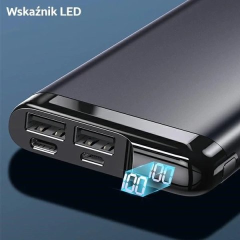 USAMS Powerbank PB55 10000mAh 2xUSB wyświetlacz LED zielony/green 10KCD14802 (US-CD148) aluminium