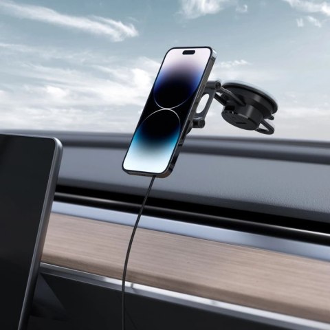 Uchwyt samochodowy Spigen ITS35W-3 Onetap Pro 3 Magnetic do MagSafe Windshield & Dashboard Car Mount Wireless Charger black