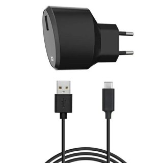Xqisit Ładowarka sieciowa USB EU- USB-C 2.4A czarny/black 32018