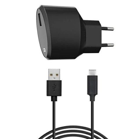 Xqisit Ładowarka sieciowa USB EU- USB-C 2.4A czarny/black 32018