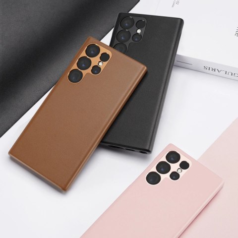 Dux Ducis Grit etui Samsung Galaxy S23 Ultra elegancki pokrowiec ze sztucznej skóry MagSafe różowe