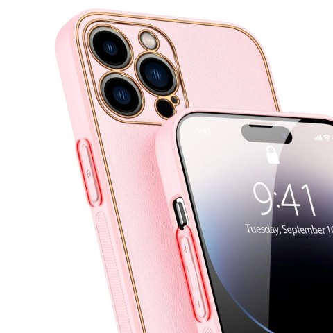 Dux Ducis Yolo etui iPhone 14 Pro elegancki pokrowiec ze skóry ekologicznej różowy