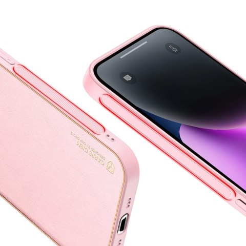Dux Ducis Yolo etui iPhone 14 elegancki pokrowiec ze skóry ekologicznej różowy