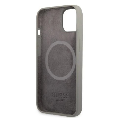 Etui Guess GUHMP13SSPLG do iPhone 13 mini 5,4" szary/grey hard case Silicone Logo Plate MagSafe