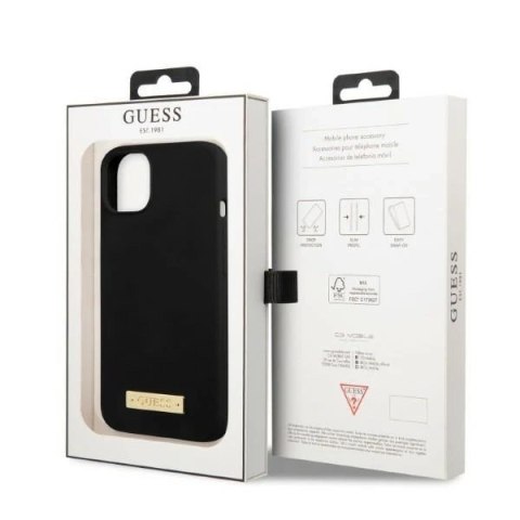Etui Guess GUHMP13SSPLK do iPhone 13 mini 5,4" czarny/black hard case Silicone Logo Plate MagSafe