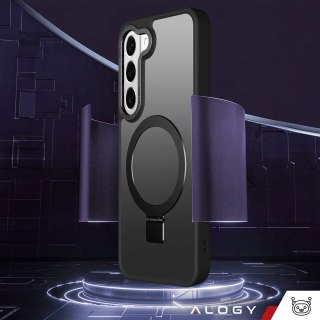 Etui pancerne Alogy Stand Ring Case obudowa na telefon do MagSafe do Samsung Galaxy S23+ Plus matowe Czarne