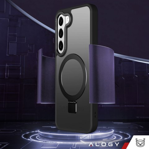 Etui pancerne Alogy Stand Ring Case obudowa na telefon do MagSafe do Samsung Galaxy S23+ Plus matowe Czarne