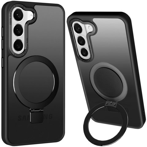 Etui pancerne Alogy Stand Ring Case obudowa na telefon do MagSafe do Samsung Galaxy S23 matowe Czarne