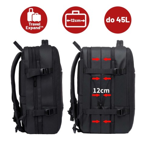 Plecak podróżny Bange BackPack biznesowy plecak rozszerzalny Torba pojemna do laptopa 17.3" z portem USB Czarny