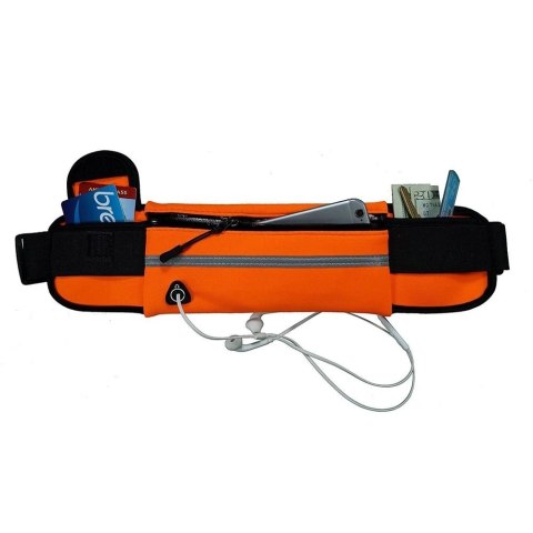 Saszetka Pas do biegania nerka na bidon etui na telefon z wyjściem na słuchawki różowy