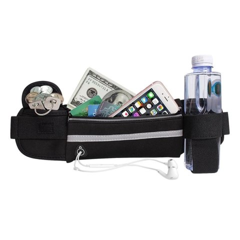 Saszetka Pas do biegania nerka na bidon etui na telefon z wyjściem na słuchawki różowy