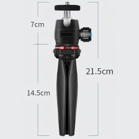Uchwyt na telefon Alogy Mini Tripod Trójnóg Liginn do robienia zdjęć do telefonu kamery GoPro lampy ring 1/4 Czarny