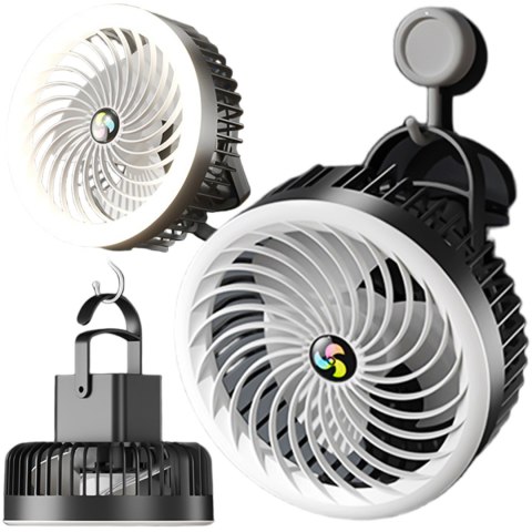 Wiatrak wentylator biurkowy z lampką LED 2w1 Alogy przenośny wiszący stojący Bezprzewodowy Hanging Outdoor Mini Fan uchwyt na ha