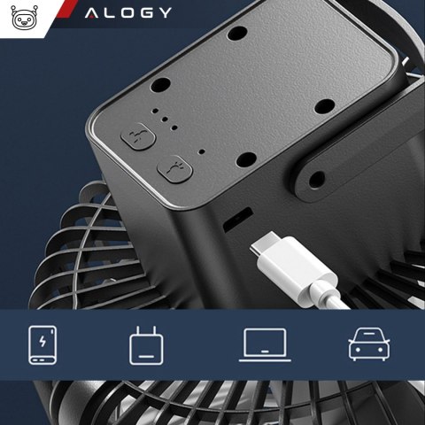 Wiatrak wentylator biurkowy z lampką LED 2w1 Alogy przenośny wiszący stojący Bezprzewodowy Hanging Outdoor Mini Fan uchwyt na ha