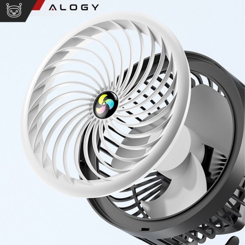 Wiatrak wentylator biurkowy z lampką LED 2w1 Alogy przenośny wiszący stojący Bezprzewodowy Hanging Outdoor Mini Fan uchwyt na ha