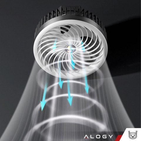 Wiatrak wentylator biurkowy z lampką LED 2w1 Alogy przenośny wiszący stojący Bezprzewodowy Hanging Outdoor Mini Fan uchwyt na ha