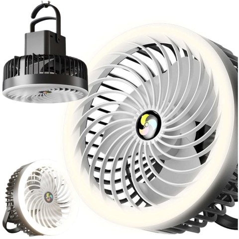 Wiatrak wentylator biurkowy z lampką LED 2w1 Alogy przenośny wiszący stojący Bezprzewodowy Hanging Outdoor Mini Fan uchwyt na ha