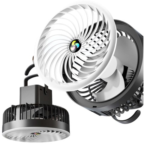 Wiatrak wentylator biurkowy z lampką LED 2w1 Alogy przenośny wiszący stojący Bezprzewodowy Hanging Outdoor Mini Fan uchwyt na ha