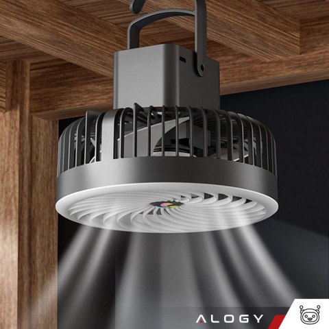 Wiatrak wentylator biurkowy z lampką LED 2w1 Alogy przenośny wiszący stojący Bezprzewodowy Hanging Outdoor Mini Fan uchwyt na ha