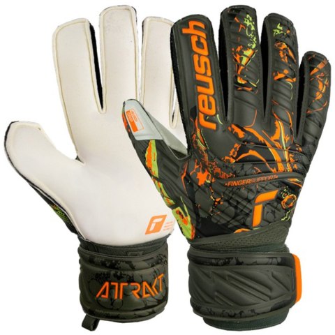 Rękawice bramkarskie Reusch Attrakt Grip Finger Support czarno-pomarańczowe 5370010 5556 Rękawice bramkarskie Reusch Attrakt Grip Finger Support czarno-pomarańczowe 5370010 5556