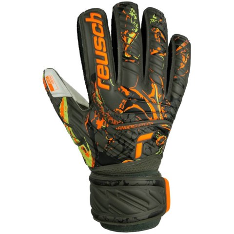 Rękawice bramkarskie Reusch Attrakt Grip Finger Support czarno-pomarańczowe 5370010 5556 Rękawice bramkarskie Reusch Attrakt Grip Finger Support czarno-pomarańczowe 5370010 5556