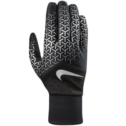 Rękawiczki męskie do biegania Nike Dri-Fit Tempo 360 czarno-srebrne NRGF4003 Rękawiczki męskie do biegania Nike Dri-Fit Tempo 360 czarno-srebrne NRGF4003